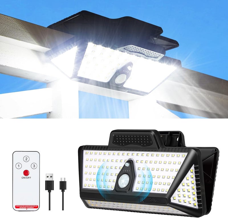 LIFENGSOLER Large Clip on Solar Lights Outdoor, 208 LEDs 1000Lum Bright Solar Security Light with Motion Sensor, 3 Ways -Mount, Portable Solar Outdoor Lights for Fence Gutter Garage Yard - Image 1